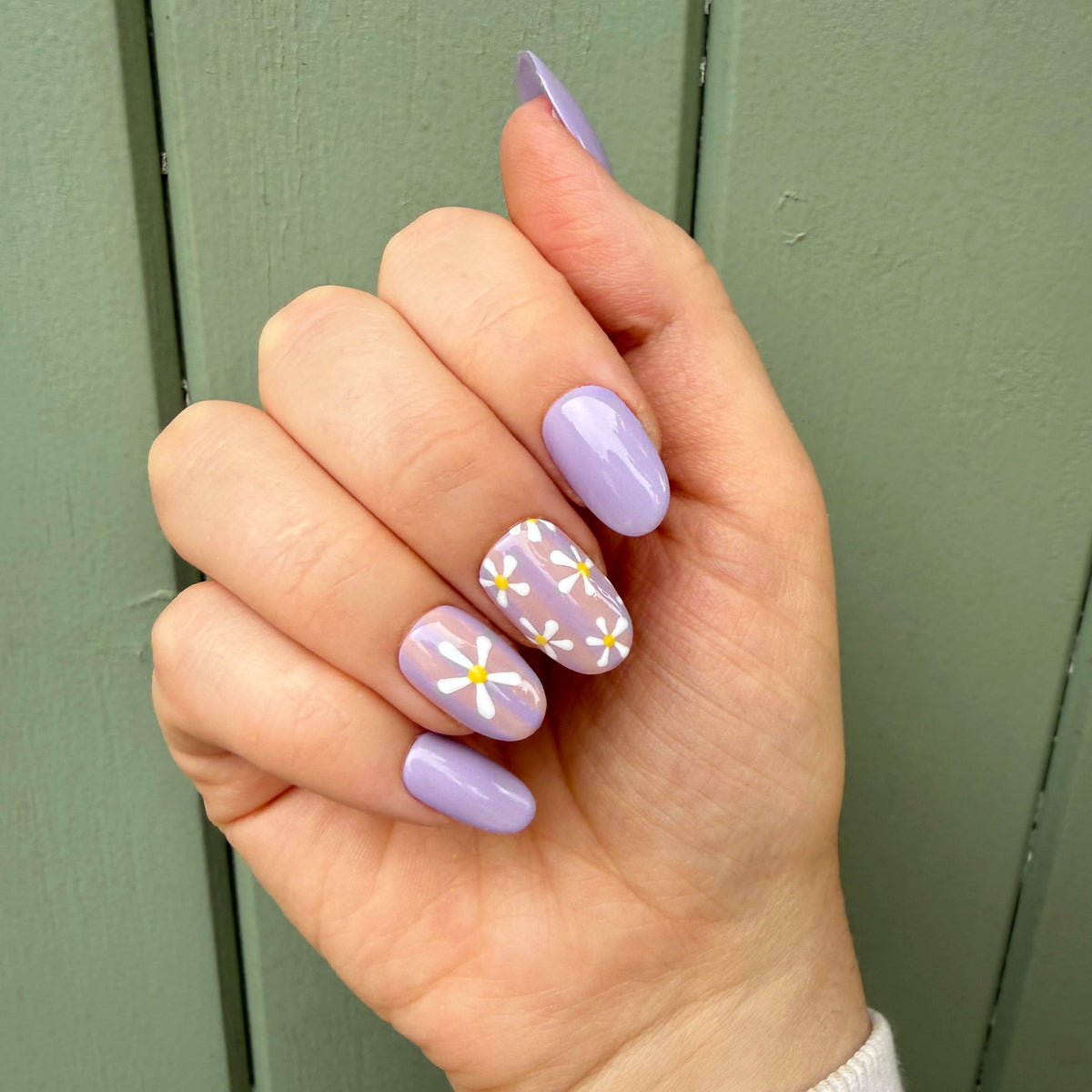Floral Hand Painted Press-On Nails