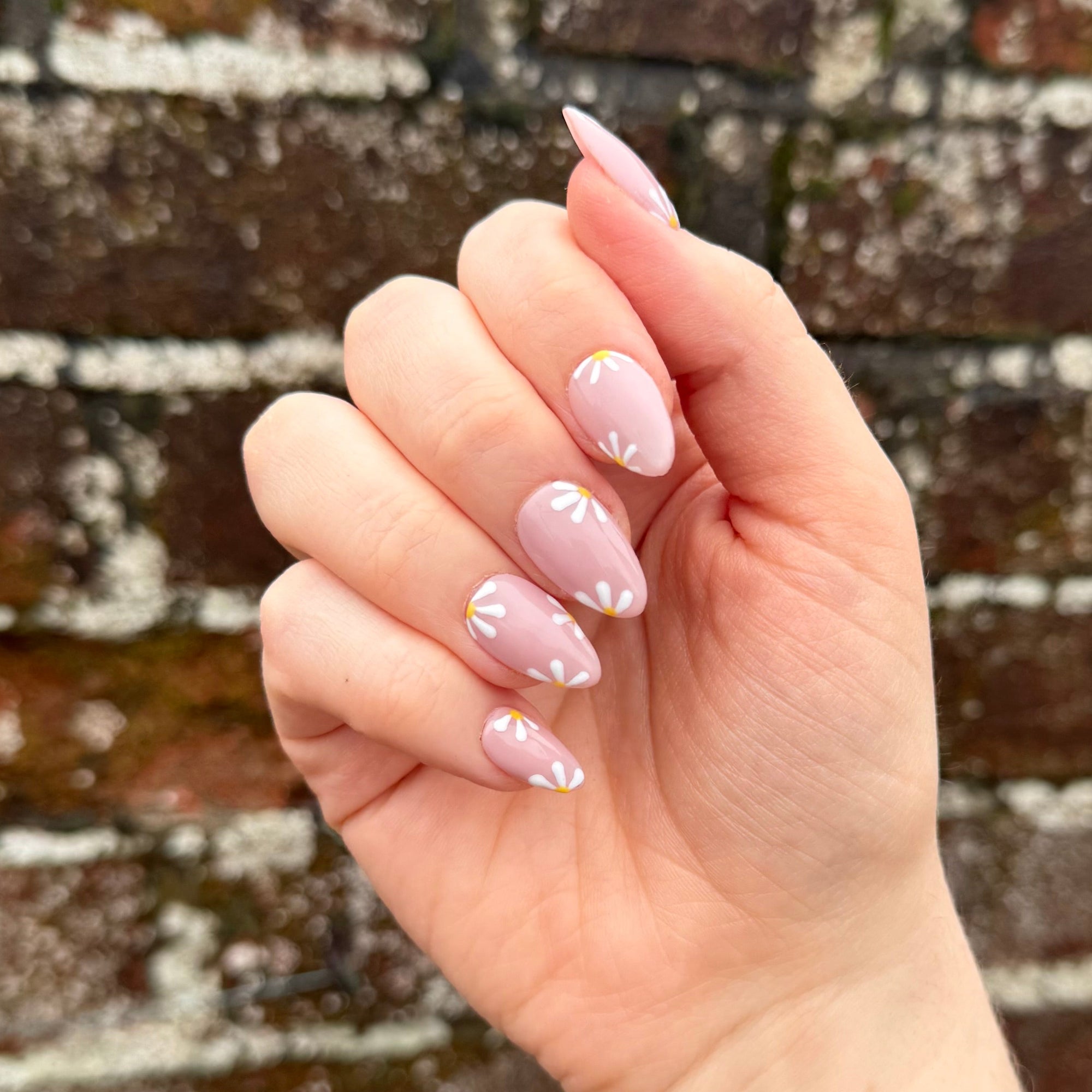 Daisy Hand-Painted Press-On Nails