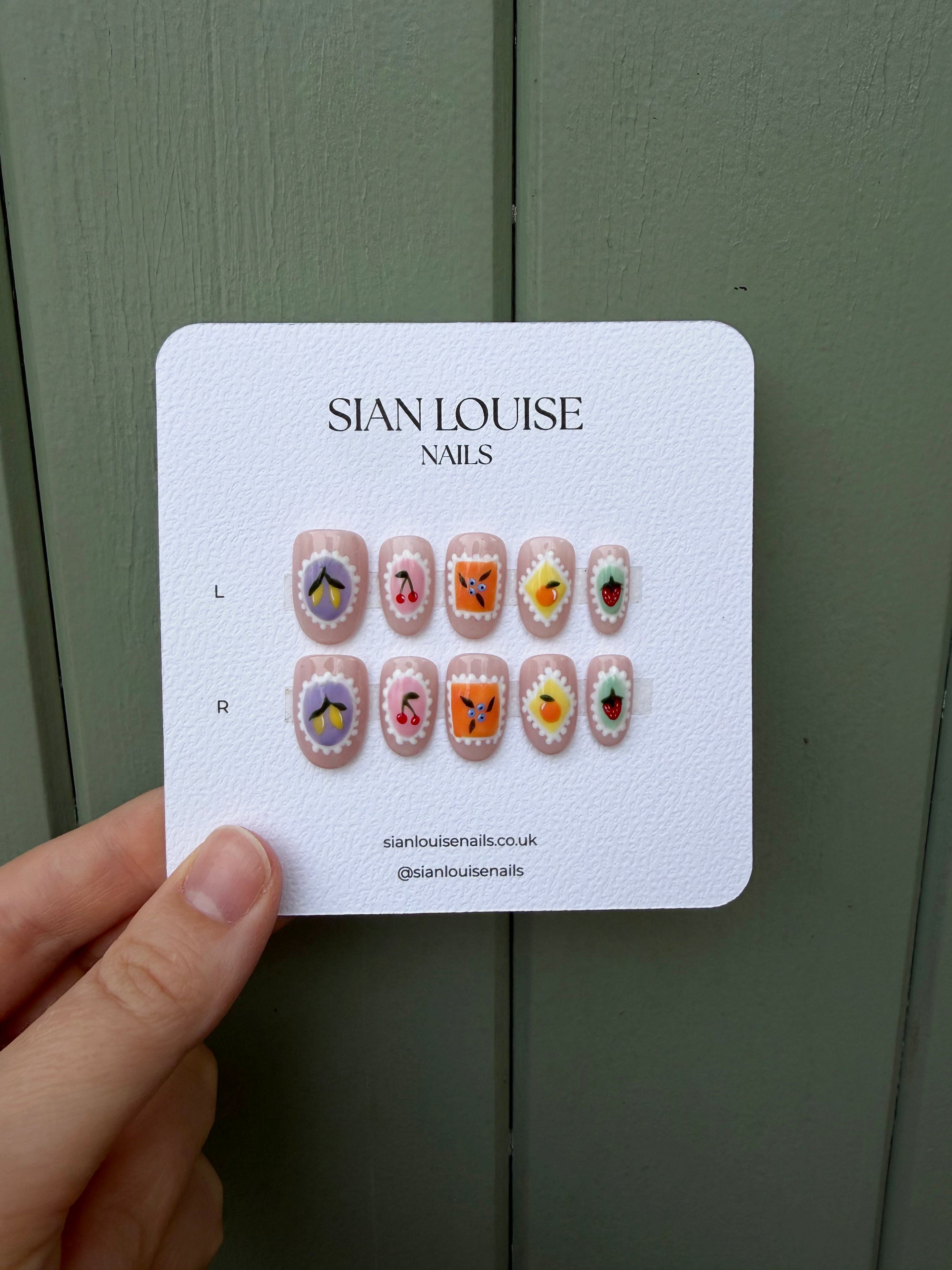 Fruit Stamps Hand-Painted Press-On Nails