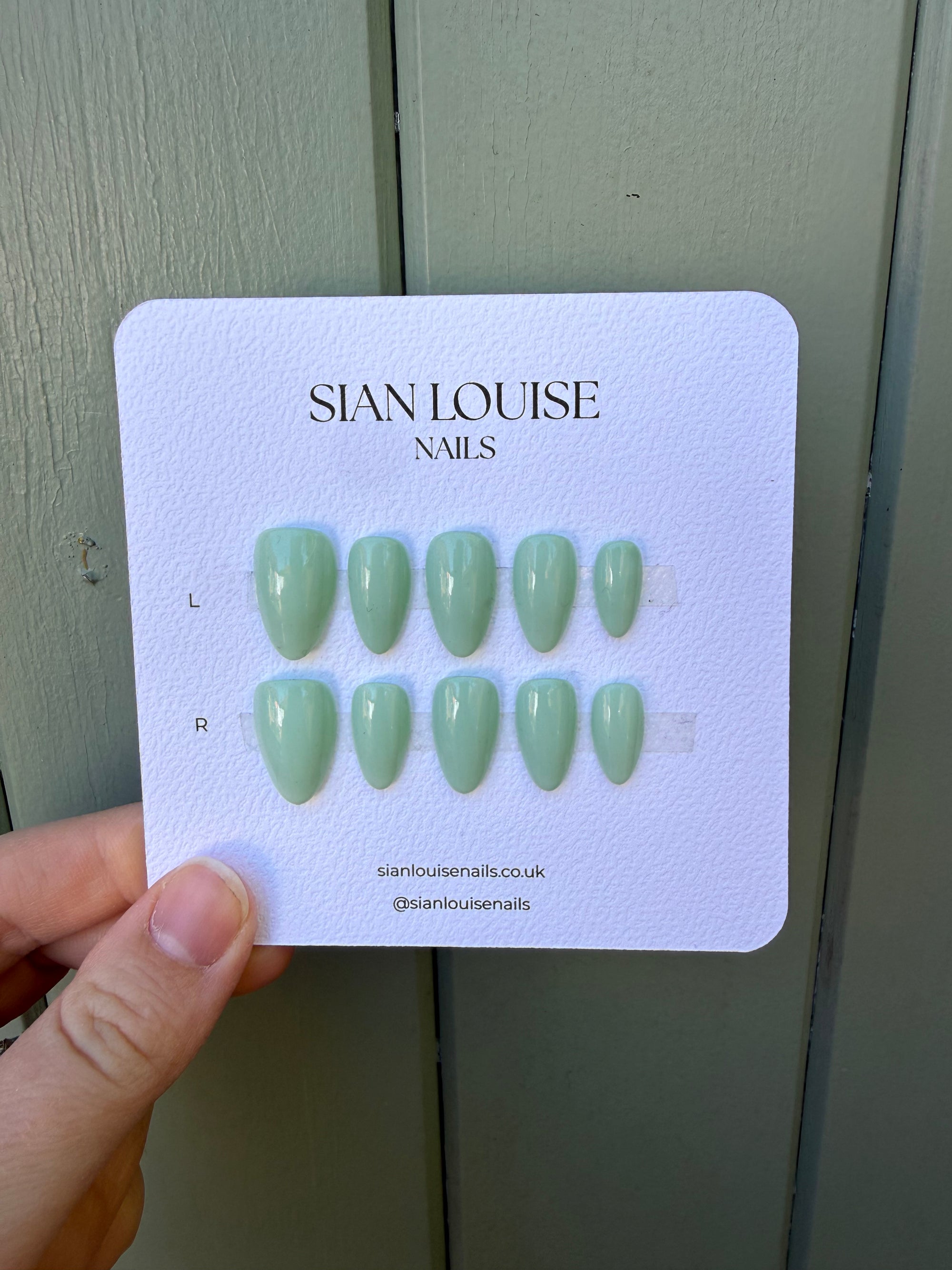 MInt Green Hand-Painted Press-On Nails
