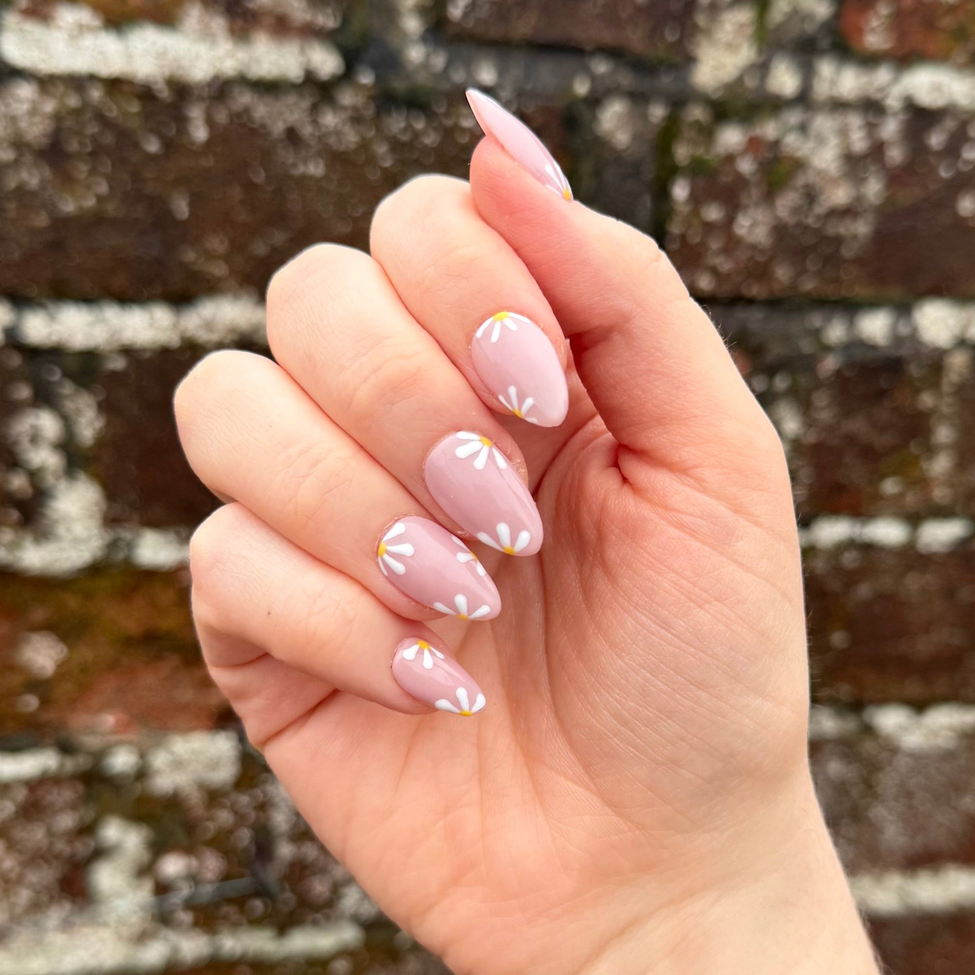 Daisy Hand-Painted Press-On Nails