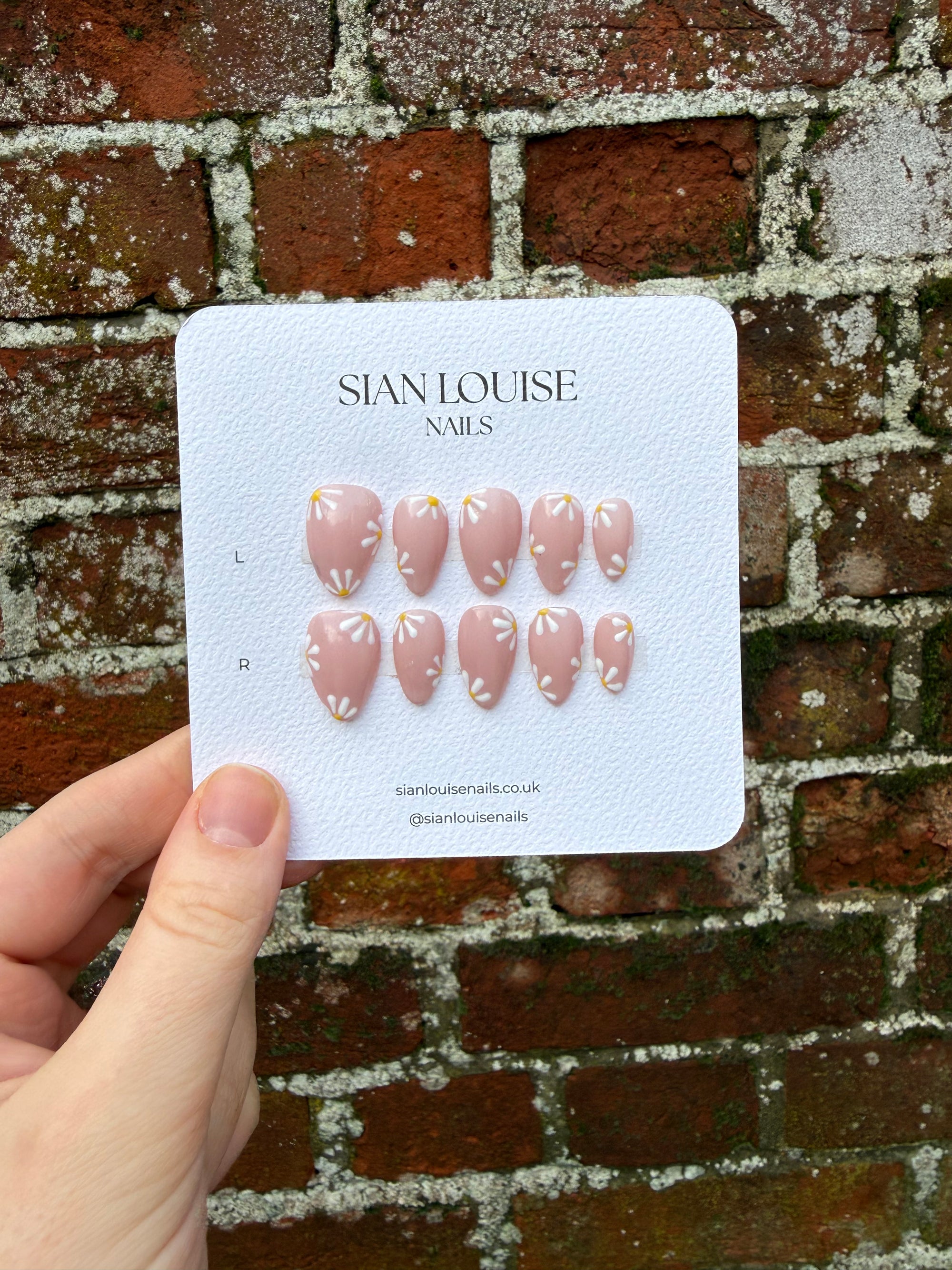 Daisy Hand-Painted Press-On Nails