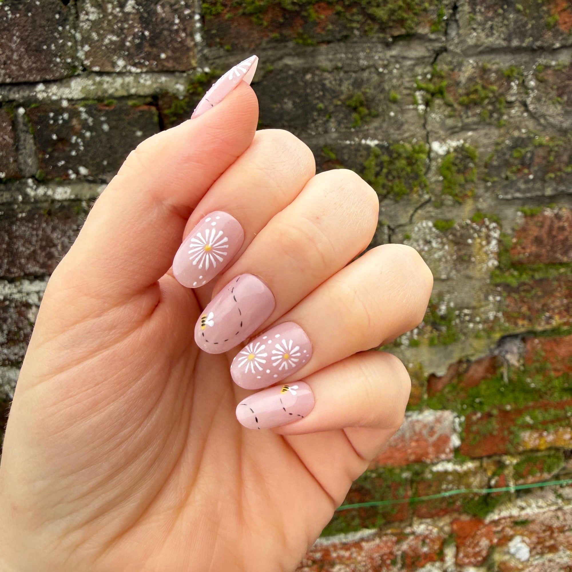 Bees Hand-Painted Press-On Nails