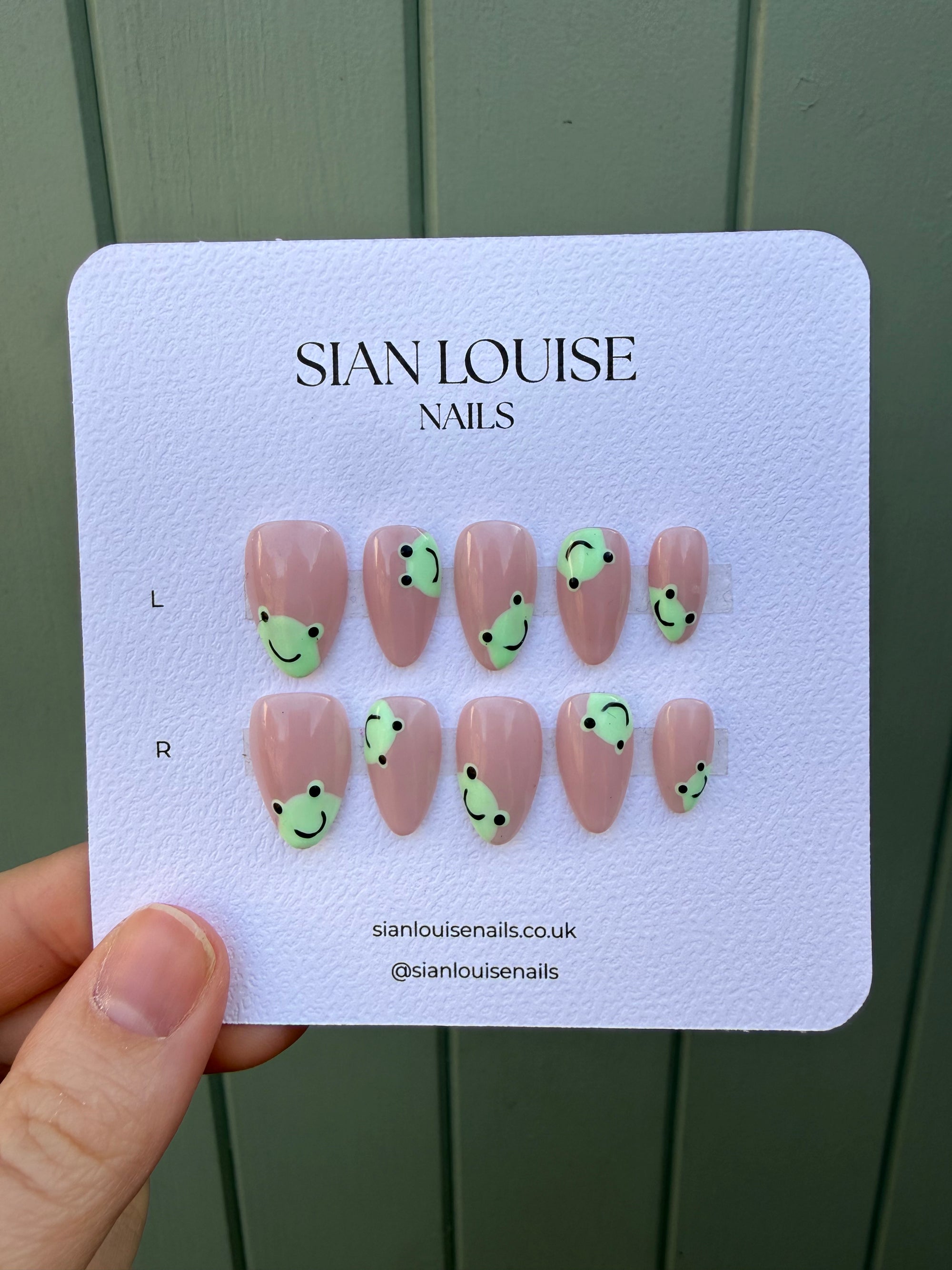 Happy Frogs Hand-Painted Press-On Nails