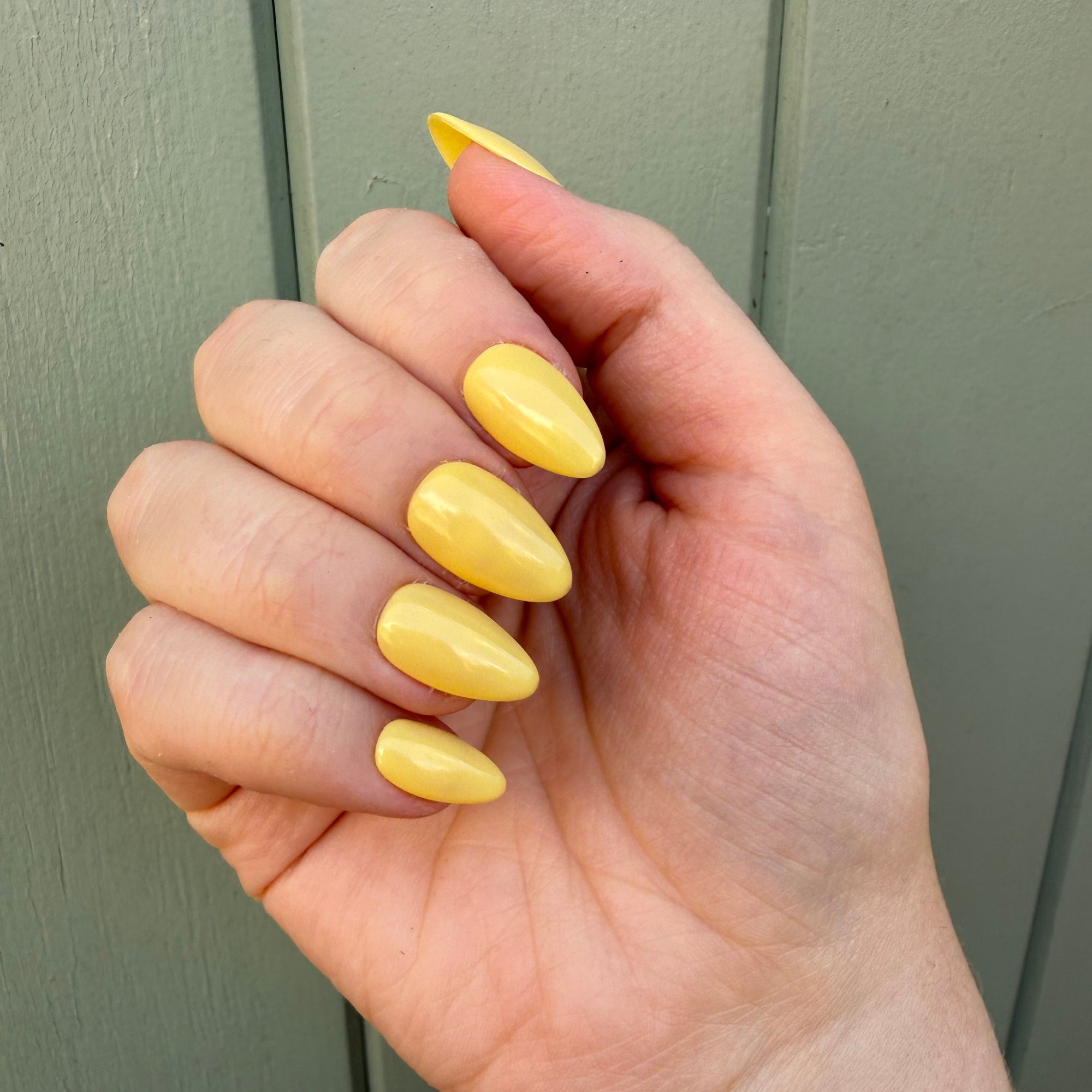 Lemon Yellow Hand-Painted Press-On Nails