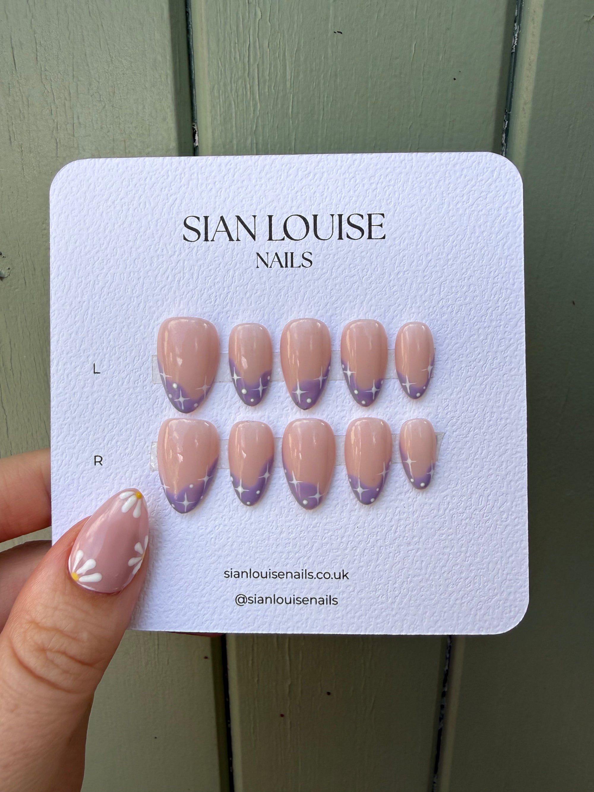 Lilac Celestial Tips Hand Painted Press-On Nails