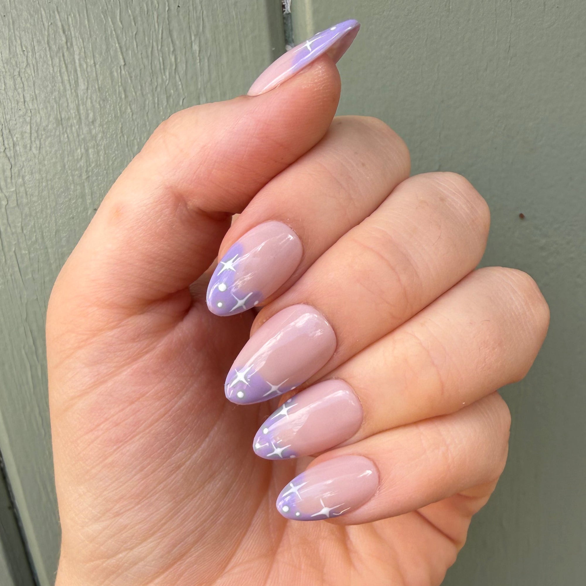 Lilac Celestial Tips Hand Painted Press-On Nails
