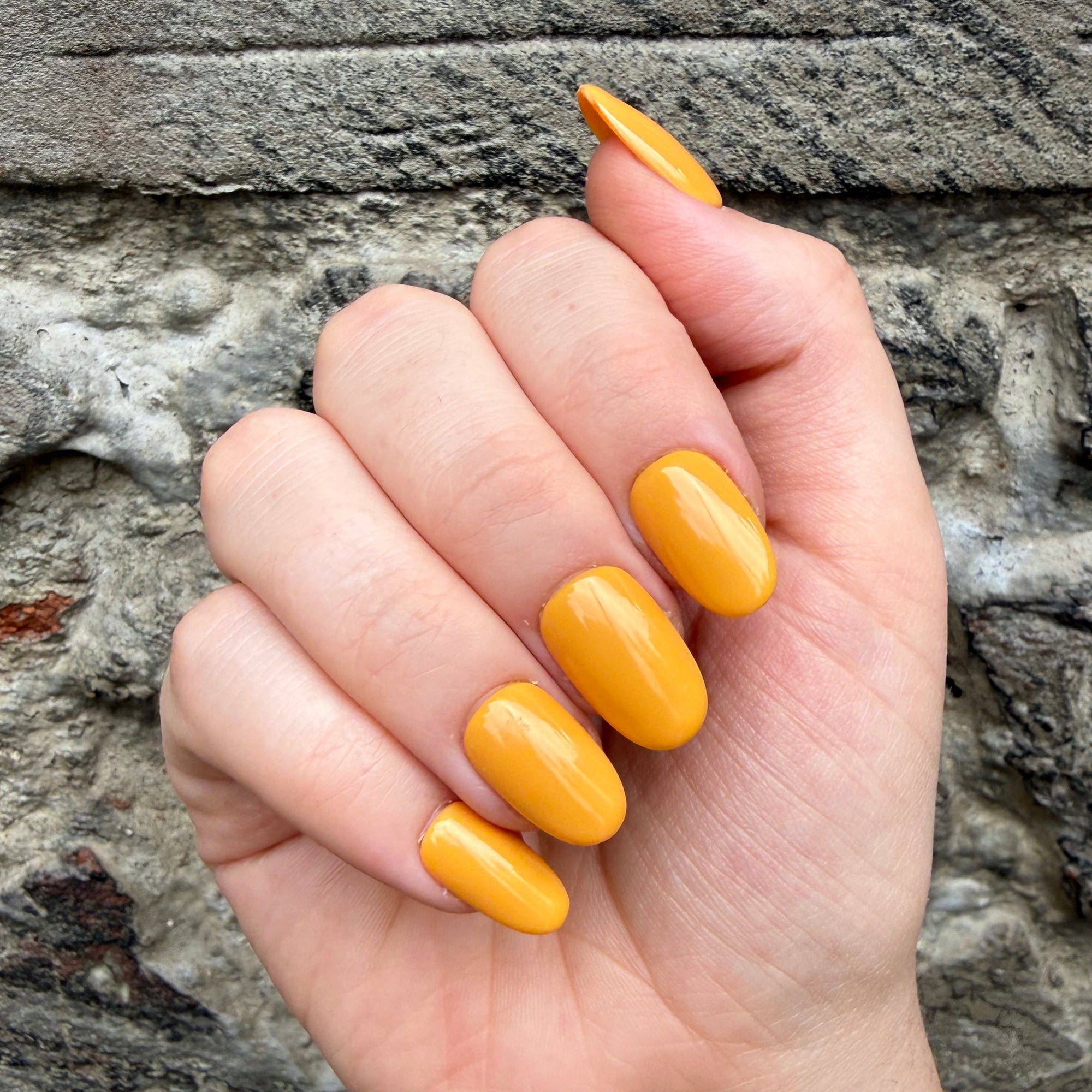 Mustard Hand-Painted Press-On Nails