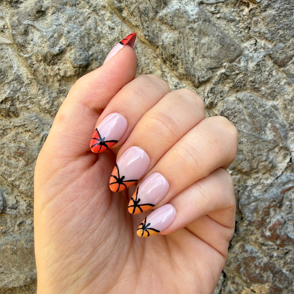 Pumpkin Tips Hand Painted Press-On Nails