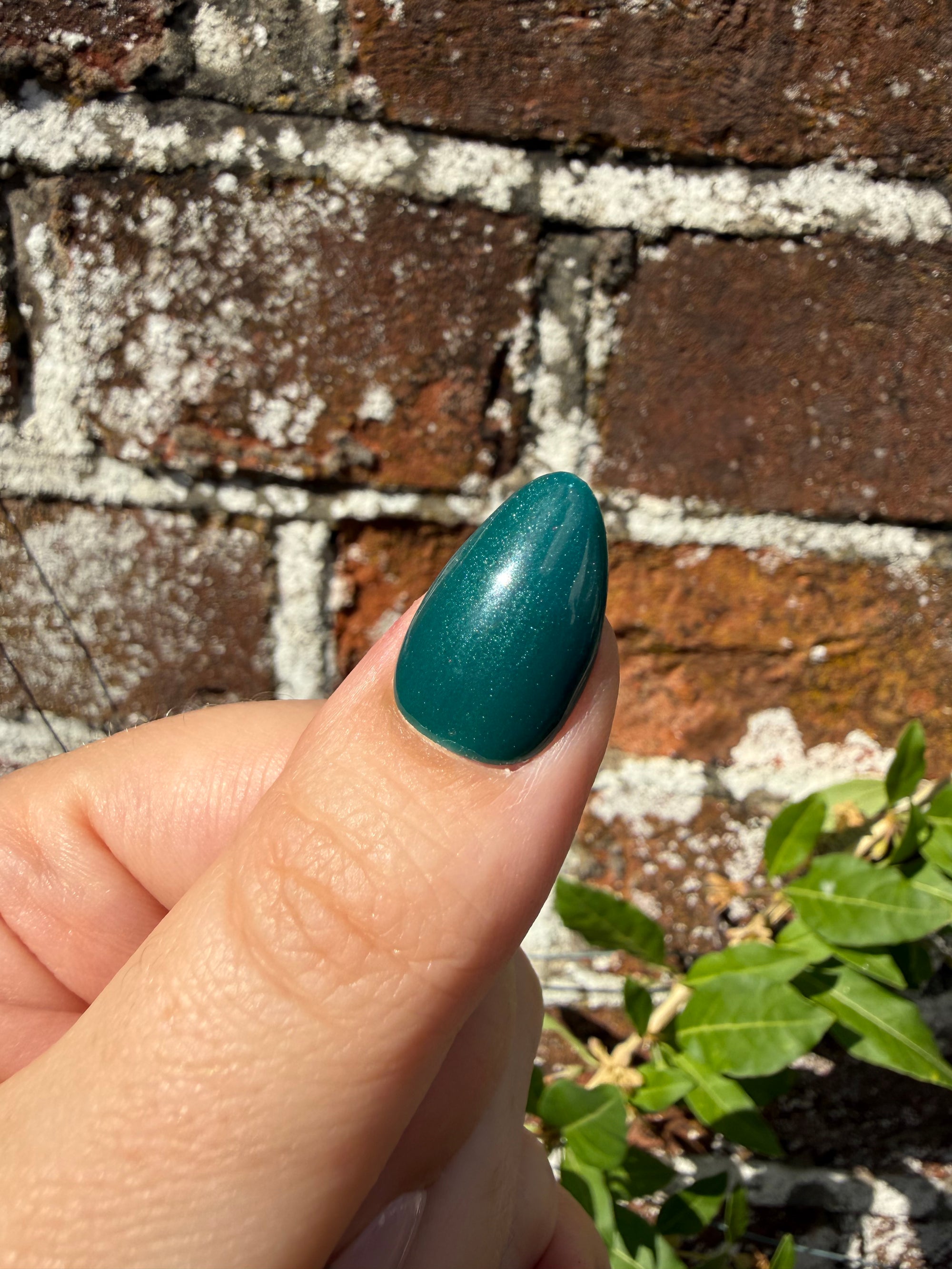 Teal Shimmer and Glitter with French Tip Hand-Painted Press-On Nails